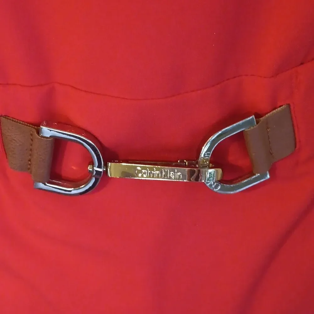 Calvin Klein Red Dress With Hardware. - Picture 4 of 9